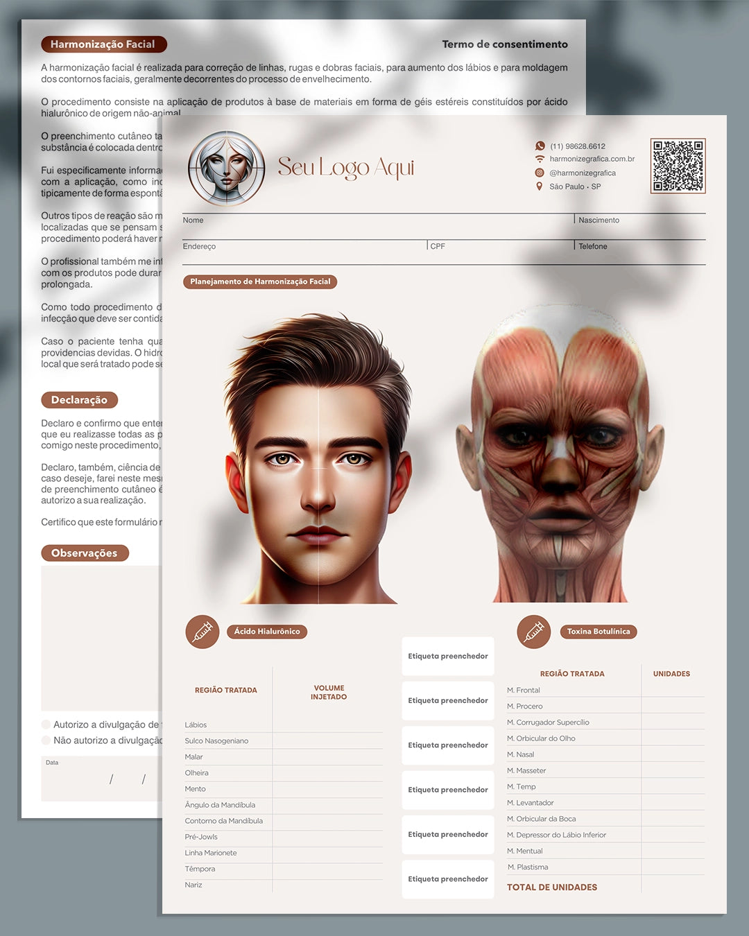 Plano de procedimento de harmonização facial 