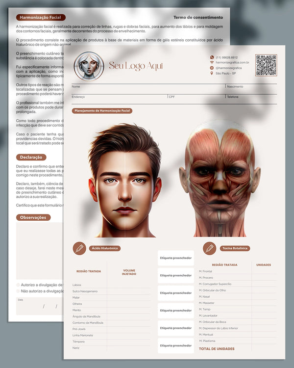 Plano de procedimento de harmonização facial 