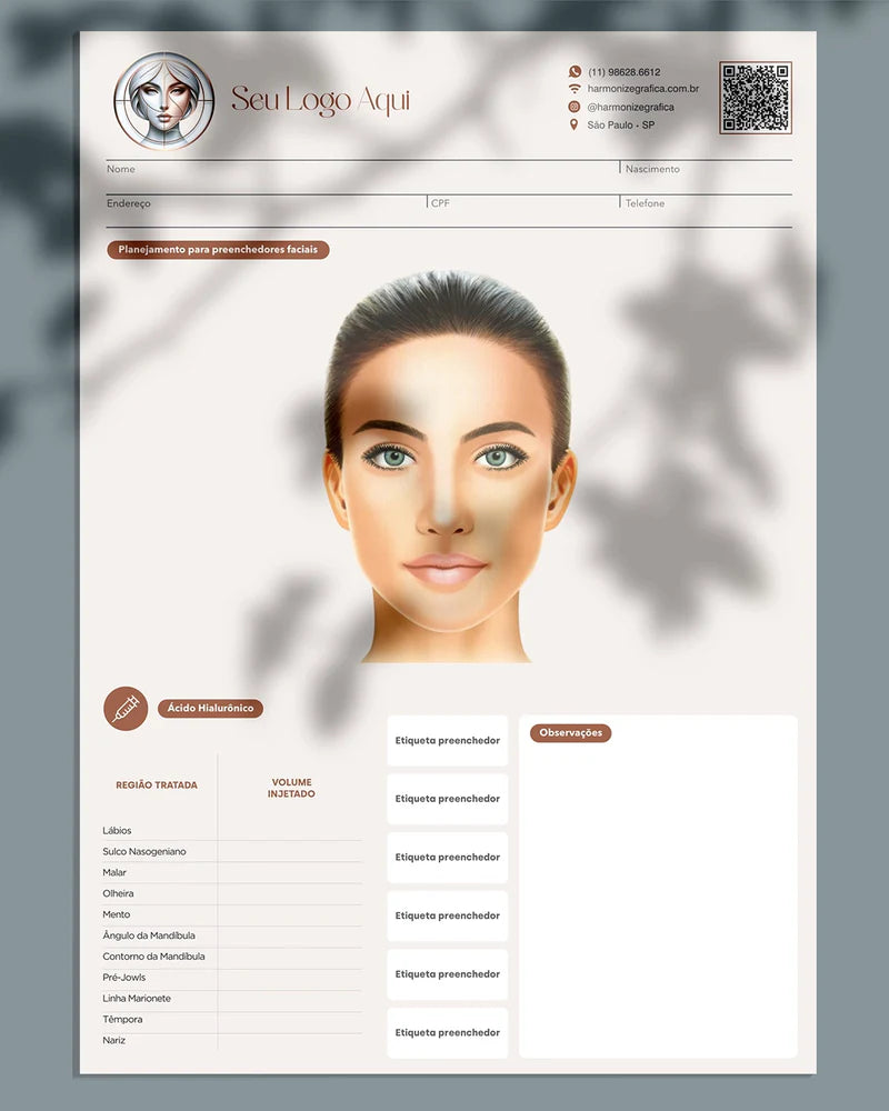 Ficha clínica de preenchedores faciais